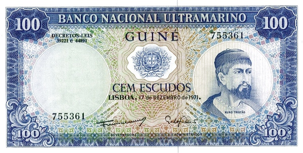 (014) Portuguese Guinea P45d - 100 Escudos (1971-Diff. Sign.)
